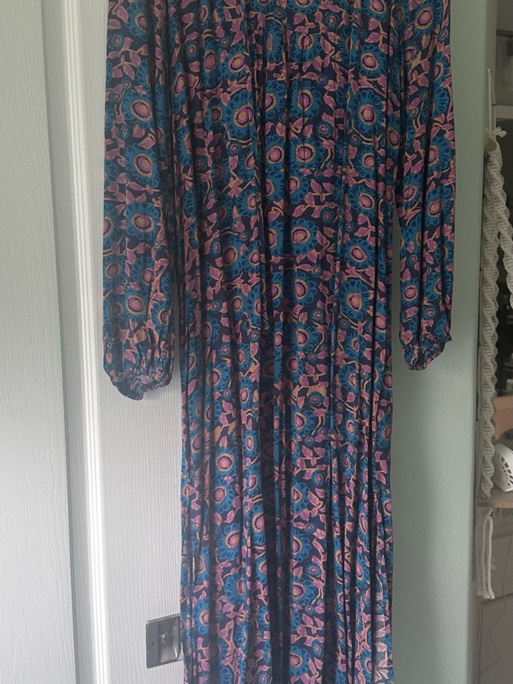 NATURAL LIFE Teal and Pink Boho Floral Maxi Dress